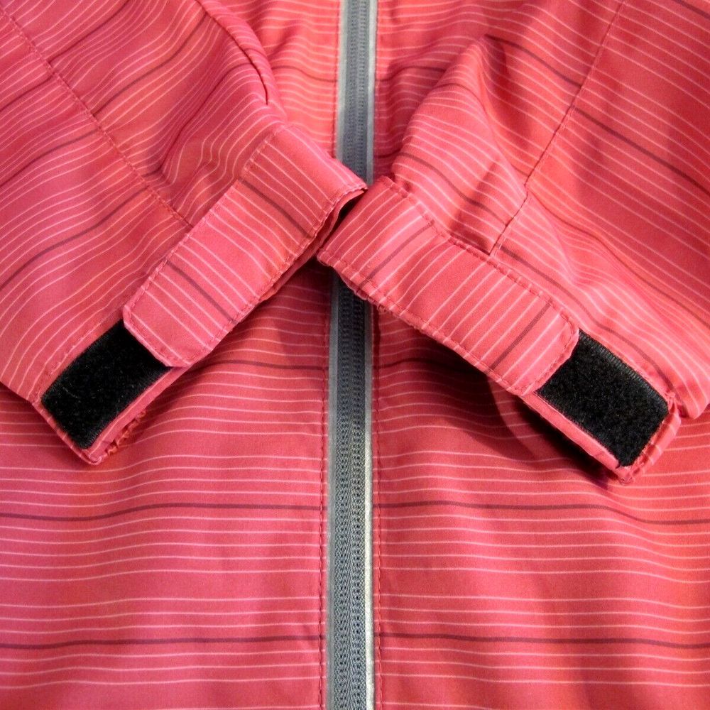 New Balance Full Zip Hooded Windbreaker‎ Jacket Women's Medium Pink Striped - Picture 9 of 9